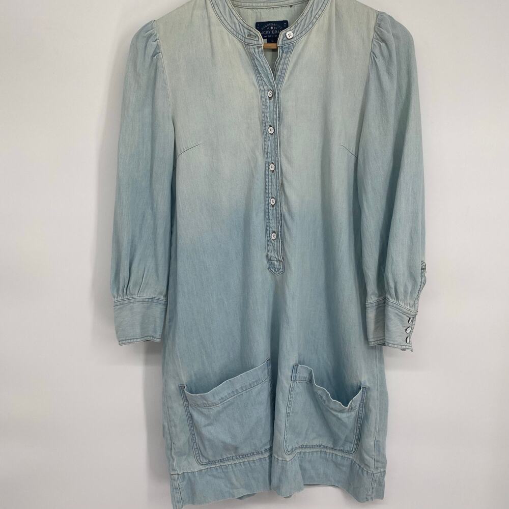 Lucky Brand Dress Denim Shirt Small Chambray Western Cowgirl Equestrian